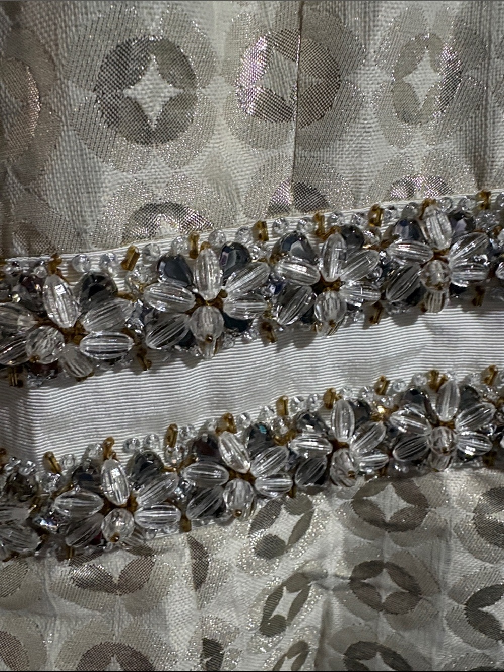 Boden Ivory and Gold Embellished Cap-Sleeve Dress - Picture 7 of 7